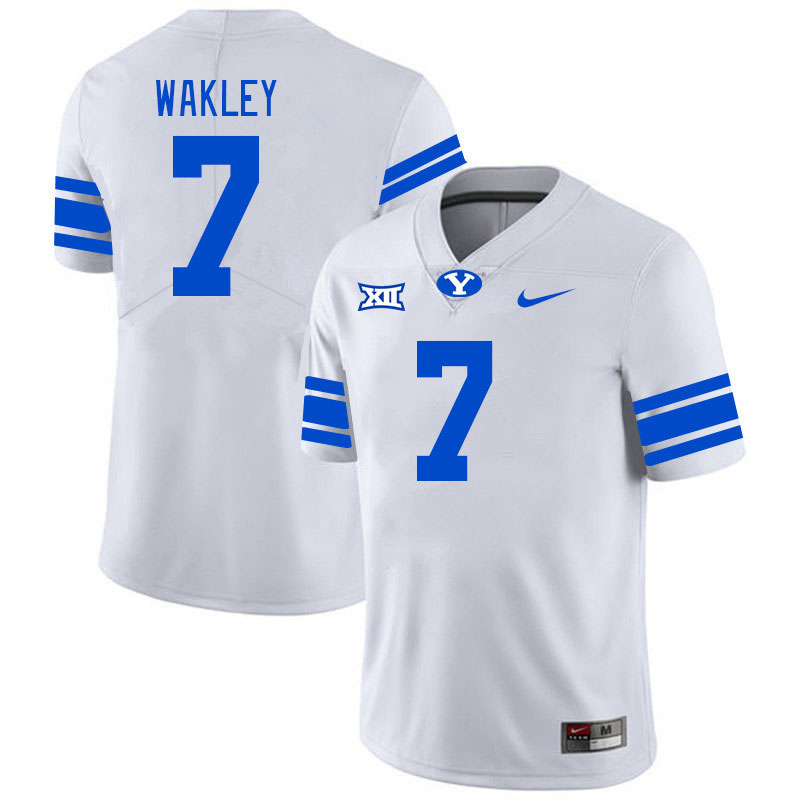 Men #7 Crew Wakley BYU Cougars College Football Jerseys Stitched Sale-White